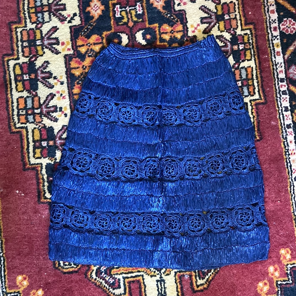 Blue A line grass pencil skirt